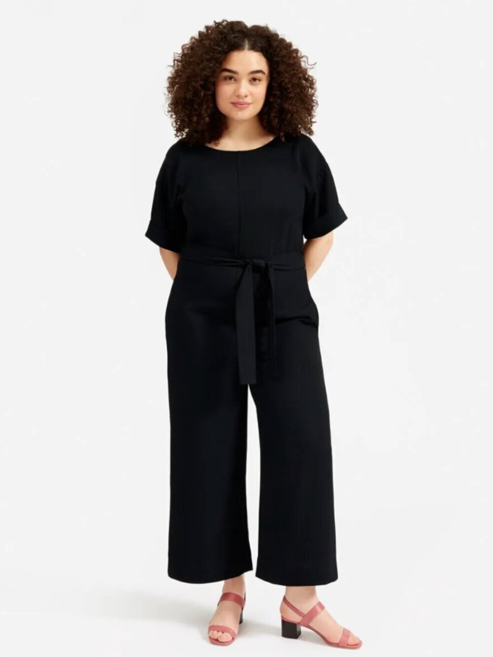 Everlane Japanese GoWeave Black Short-Sleeve Jumpsuit Size 8